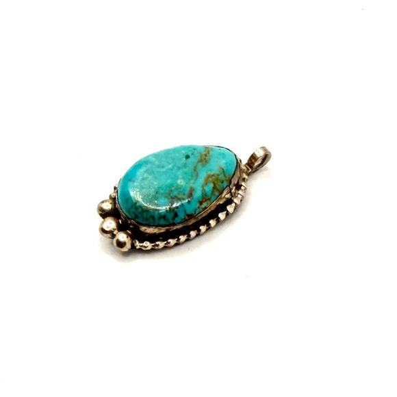 Vintage Jewelry - Vintage 90s Signed Gale Self Choctaw Sterling Silver Turquoise Pendant